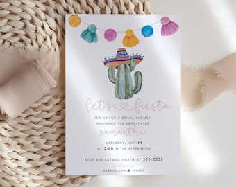 Fiesta Bridal Shower Invitation, Let's Fiesta Invitation, Instant Download