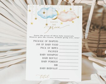 Guess The Price of the Baby Items Game,  Twinkle Twinkle Little Star Game, Party Game. INSTANT DOWNLOAD,  Moon Stars  Theme | GRTTLS