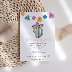 Fiesta Bridal Shower Invitation, Let's Fiesta Invitation, Download istantaneo