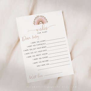Wünsche für Baby Karte, Boho Regenbogen Liebes Baby Spiel, Party Spiel, SOFORTIGER DOWNLOAD BR01