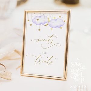 Sweets and Treats Sign, Twinkle Twinkle Little Star Baby Shower Sign, Lavender and Gold Sign, Instant Download | LTTLS