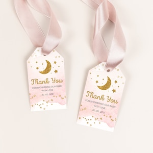 EDITABLE Twinkle Twinkle Little Star Favor Tags, Baby Shower Decorations, Birthday Thank You Tag, Printable Gift tags, Gift tag