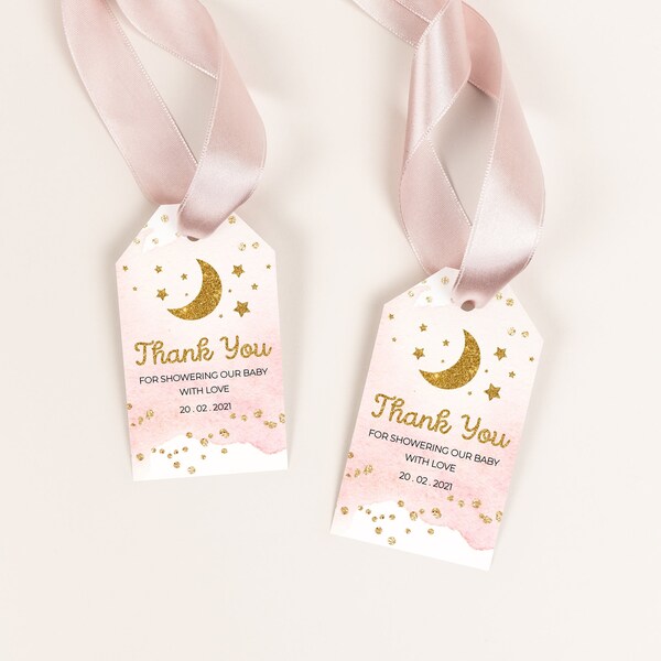 EDITABLE Twinkle Twinkle Little Star Favor Tags, Baby Shower Decorations, Birthday Thank You Tag, Printable Gift tags, Gift tag