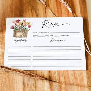 Off the Market Bridal Shower Recipe Card, Bridal Shower Recipe Car, Farmer&#39;s Market Recipe, She&#39;s Off the Market Flower Shop Bridal Shower