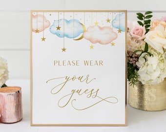 Wear Your Guess Sign, 8 x 10&quot;, Twinkle Twinkle Little Star Gender Reveal Sign, Gender Reveal Sweets Sign |  Instant Download