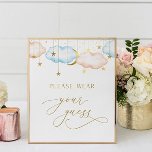 Wear Your Guess Sign, 8 x 10&quot;, Twinkle Twinkle Little Star Gender Reveal Sign, Gender Reveal Sweets Sign |  Instant Download