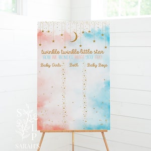 Twins Gender Reveal Voting Sign: Twinkle Star Theme (Digital Download)