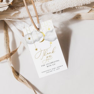 Gray and Gold Twinkle Twinkle Little Star Baby Shower Favor Tags, Gold  Moon Stars  Thank You Tags |  INSTANT DOWNLOAD | PTTLS