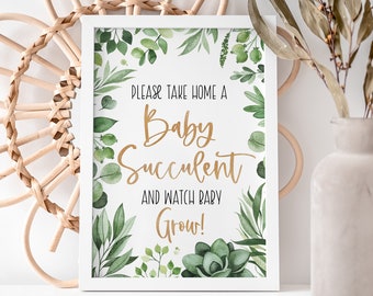 Baby Shower Succulent Favor Sign, Succulent Baby Shower Sign, Baby Succulent Sign, Succulent Favors Sign, Instant Download