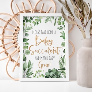 Baby Shower Succulent Favor Sign, Succulent Baby Shower Sign, Baby Succulent Sign, Succulent Favors Sign, Instant Download