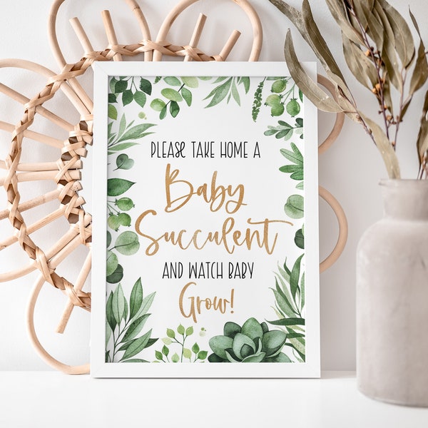 Baby Shower Succulent Favor Sign, Succulent Baby Shower Sign, Baby Succulent Sign, Succulent Favors Sign, Instant Download