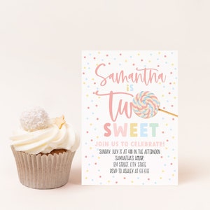Two Sweet Invitation, Pastel Sweets Birthday Invitation, Candy First Birthday Invitation, Dessert Invitation| INSTANT DOWNLOAD