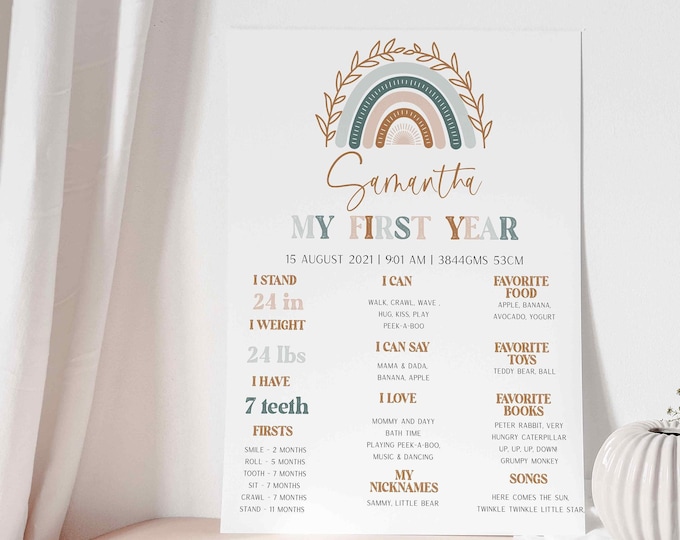 Rainbow Baby & Sage Reversible Milestone Card main image 1
