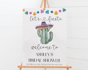 Fiesta Bridal Shower Sign, Le's Fiesta Bridal Shower Muestra temática, Descarga instantánea