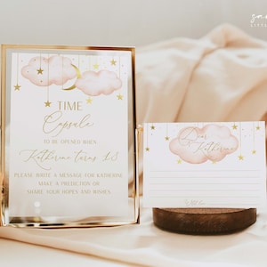 Time Capsule Sign + Cards, Twinkle Twinkle Little Star Time Capsule Sign,  Moon Stars  Birthday Sign, Instant Download