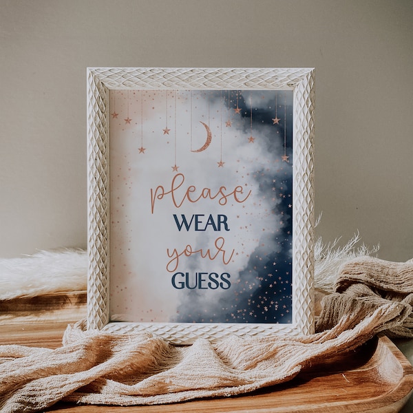 Wear Your Guess Sign, Gender Reveal Sign,  Blush & Navy Gender Reveal Sign, Rose Gold Sign