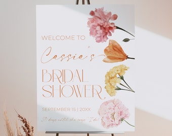 Floral Bridal Shower Welcome Sign: Editable Template (18x24, 20x30)