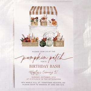 Pumpkin Patch Invitation | Pumpkin Patch Birthday Invite | Fall Birthday Invitation| Autumn Birthday Invite Printable