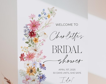 Love in Bloom Welcome sign, Bridal Shower Welcome Sign, Wildflower Welcome Sign, Editable Template, Instant Download, Multiple Sizes, SLP07