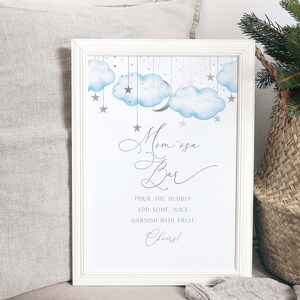 Momosa Bar Sign, Twinkle Twinkle Little Star Baby Shower Sign, Silver   Moon Stars  Sign, INSTANT DOWNLOAD | 8 x 10&quot; |  BTTLS