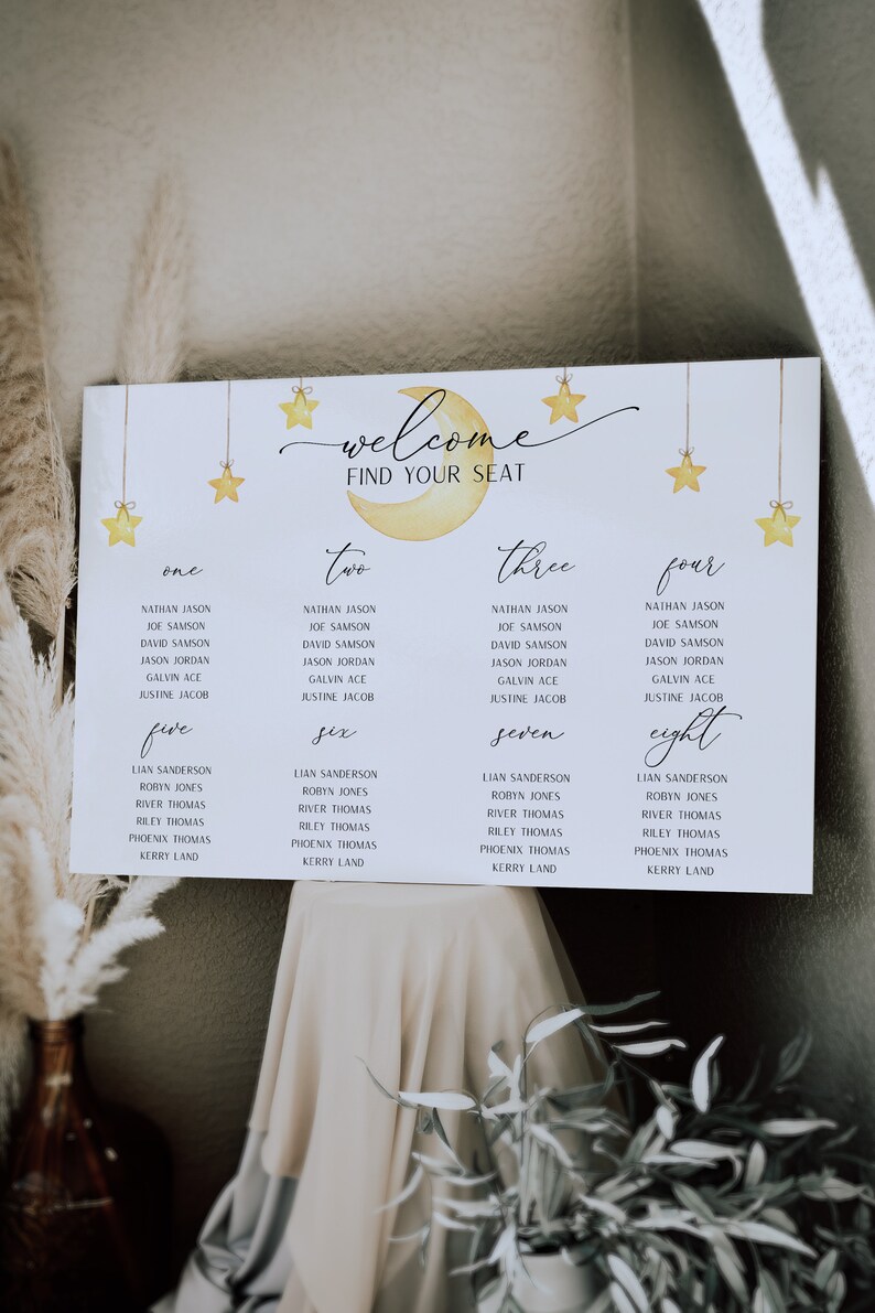 Instant Download Twinkle Twinkle Little Star Seating Chart MTTLS Baby Shower Seating Chart Editable Seating Sign
