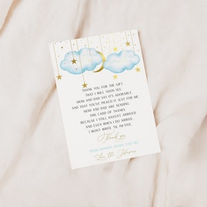 Bearbeitbare Twinkle Twinkle Little Star Baby Shower Dankeskarte, 13 x 3,5 Zoll, Gold Mond Sterne Dankeskarte, SOFORTIGER DOWNLOAD | BTTLS