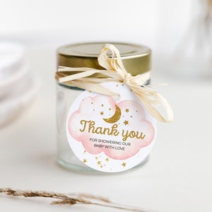 EDITABLE Twinkle Twinkle Little Star Round Favor Tags, Baby Shower Decorations, Birthday Thank You Tag, Printable Gift tag, Instant Download