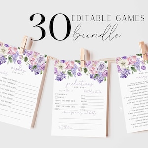 30 Purple floral baby shower games, Lilac baby shower games bundle, Floral shower games | INSTANT DOWNLOAD