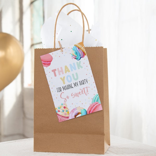Birthday Goodie Bag Card , Editable  Card , Pastel Birthday Favor Tags, Sweets Goodie Bag Card | INSTANT DOWNLOAD