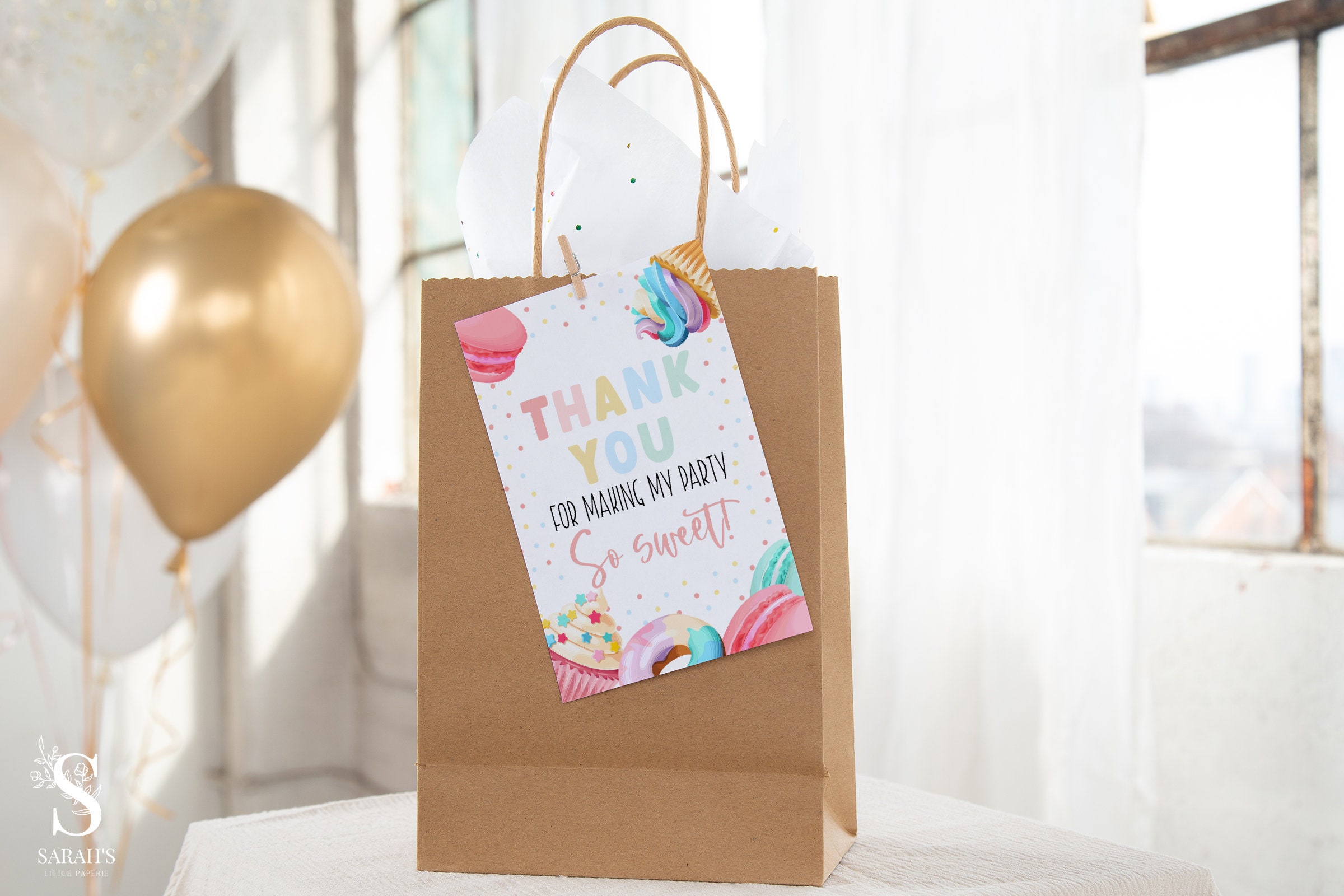 Birthday Goodie Bag Card , Editable Card , Pastel Birthday Favor