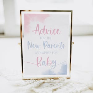 Advice for the New Parents and Wishes for Baby Gender Reveal Sign, Instant Download, 8x10"