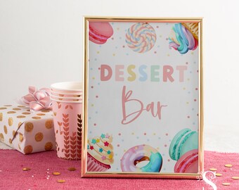 Dessert Bar Sign, Birthday Pastel Desserts Sign, Sweet One | Two Sweet | So Sweet Dessert Bar Sign | INSTANT DOWNLOAD
