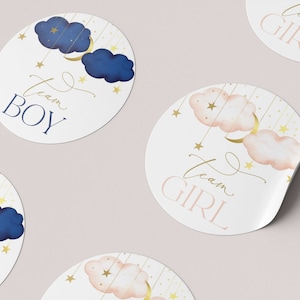 Gender Reveal Stickers,  Twinkle Twinkle Little Star Gender Reveal Team Stickers,  Moon Stars  Team Boy | Girl Stickers | INSTANT DOWNLOAD