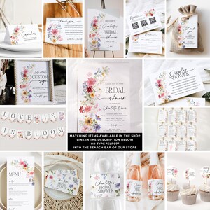 Wildflower Invitation Bundle, Floral Bridal Shower Invite, Wildflower Bridal Shower Invite, Recipe Card, Registry Card, Wildflower Invite image 2