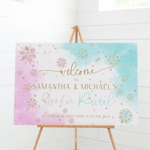 Snowflake Gender Reveal Sign,  Gender Reveal Welcome Sign, Instant Download