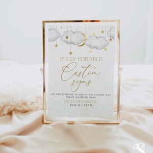 Canto personalizado de estrellas lunares, Letrero personalizado de estrellitas centelleantes, Letrero personalizado editable, DESCARGA INSTANTÁNEA, GTTLS