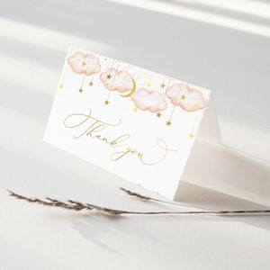 Twinkle Twinkle Little Star Baby Shower Bedankkaart, Gold Moon Stars Card, INSTANT DOWNLOAD, PTTLS
