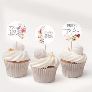 Décorations de cupcakes fleurs sauvages, décorations de barre chocolatée fleurs sauvages, décorations de cupcakes amour en fleurs, étiquettes de cadeaux de mariage fleurs sauvages, SLP07