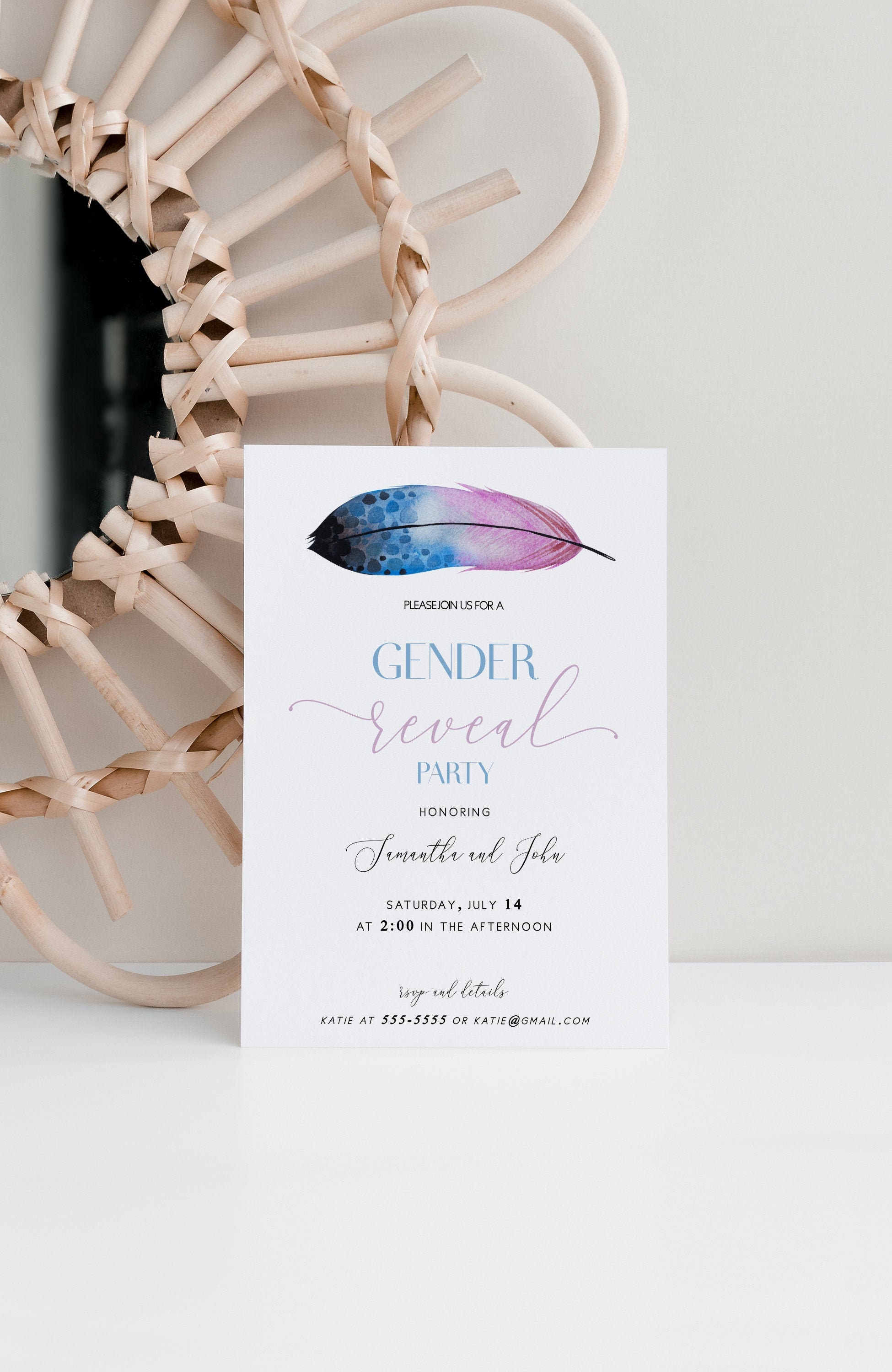 32 Cartes D'invitation Gender Reveal – Design Chic – Enveloppes Incluses – 14x11 Cm
