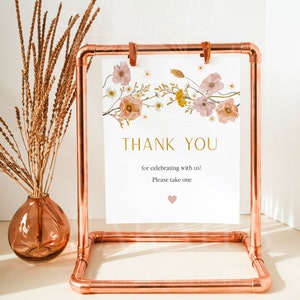 Wildflower Thank you sign, Boho wildflowers favors sign, Garden party sign | INSTANT DOWNLOAD | W01