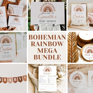 Boho Rainbow Mega Bundle, Baby Shower Mega Bundle, Bohemian Baby Shower Bundle, Terracotta Earthy Colors, Gender Neutral | BR03