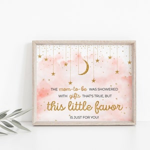 Favors Sign, Twinkle Twinkle Little Star Baby Shower Sign, Blush Baby Shower Favors Sign, Gold Sign, Instant Download