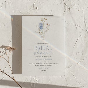 Simple Wildflowers Invitation, Wildflower Bridal Shower Invitation, Garden Party Invitation, Printable Template, SLP01