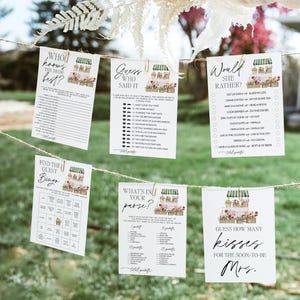 オフ・ザ・マーケットのブライダルシャワーゲーム、ブライダルシャワーゲームバンドル、ファーマーズマーケットゲーム、彼女はオフ・ザ・マーケットのフラワーショップのブライダルシャワーゲーム