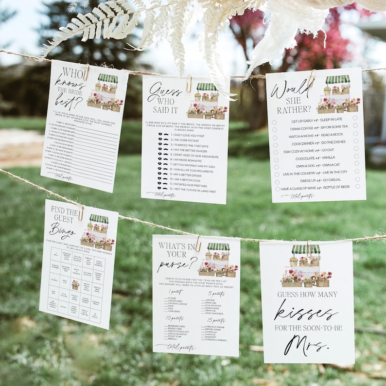 Off the Market Bridal Shower Games, Bridal Shower Games Bundle, Farmer's Market Games, She's Off the Market Flower Shop Bridal Shower Games image 1