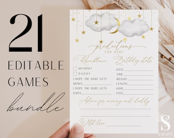 Twinkle Twinkle Little Star Baby Shower Games Bundle, Gray Gold Shower Games, Gender Neutral, Printable Baby Shower Games | INSTANT DOWNLOAD