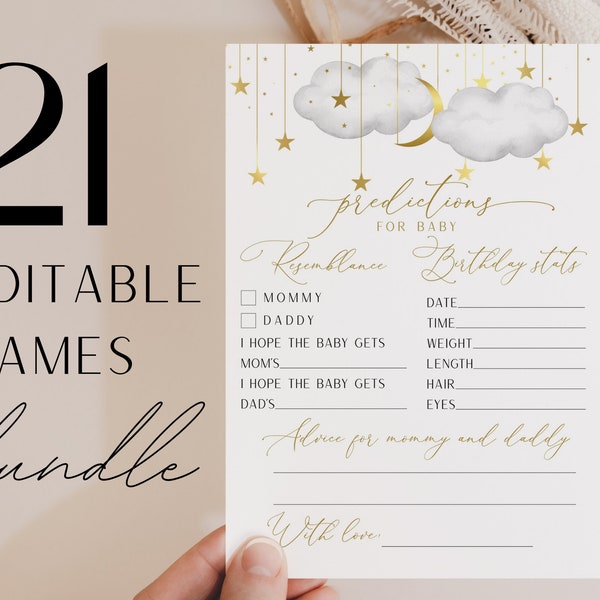 Twinkle Twinkle Little Star Baby Shower Games Bundle, Gray Gold Shower Games, Gender Neutral, Printable Baby Shower Games | INSTANT DOWNLOAD