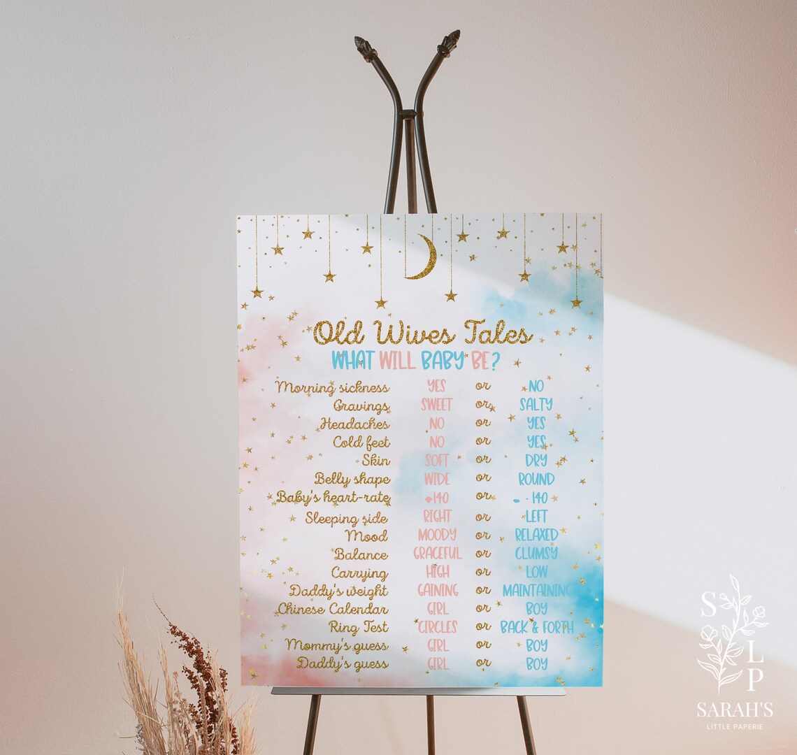 Old Wives Tales Sign Printable Gender Reveal Sign Gender - Etsy