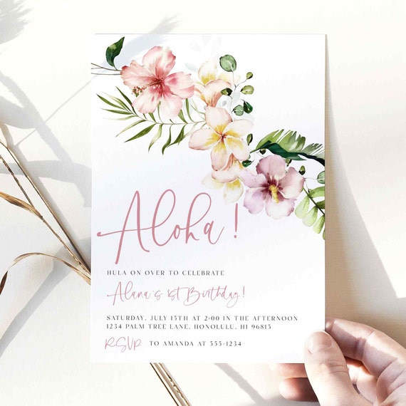 Tropical Birthday Invitation, Summer Birthday Party Invitation, Printable Tropical Birthday Invite, Instant Download