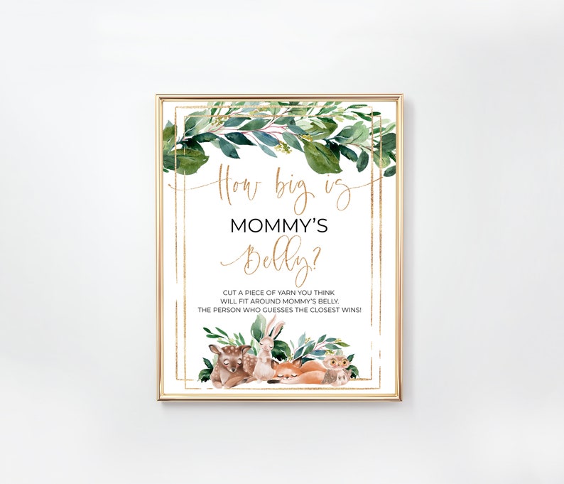 How Big is Mommy's Belly Woodland Baby Shower Game Yarn Etsy